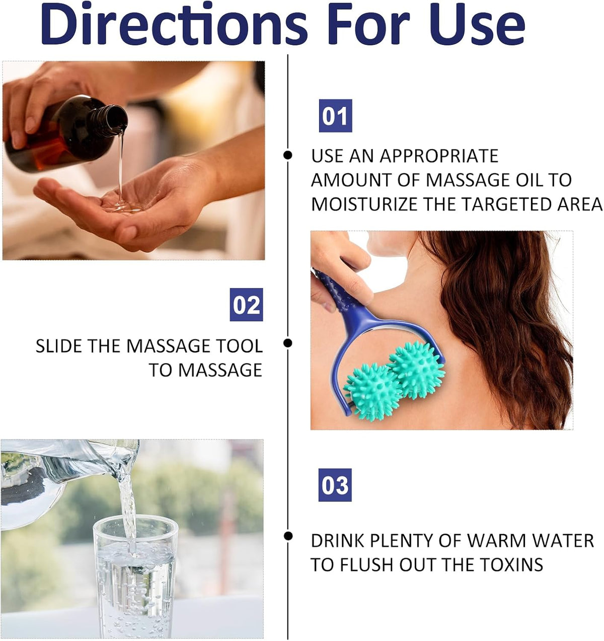 Spiky Massage Balls Rollers with Dual Ball Design, Manual Massage Stick