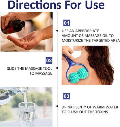 Spiky Massage Balls Rollers with Dual Ball Design, Manual Massage Stick