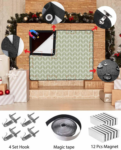 Magnetic Fireplace Cover Blue Geometric Waves Fireplace Screen Decorative Abstract Stripes Insulation Fireplaces Blocker Blanket Save Energy Fireplaces Draft Stopper Covers for Living Room 45x34 Inch