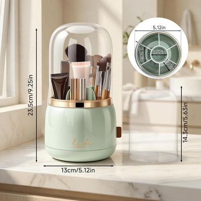 360 Rotating Toothbrush Holders for Bathrooms, 7-Slot Toothbrush Holder with Cover & Drainage, Bathroom Countertop Organizer for Electric Toothbrushes, Toothpaste & Makeup Brushes