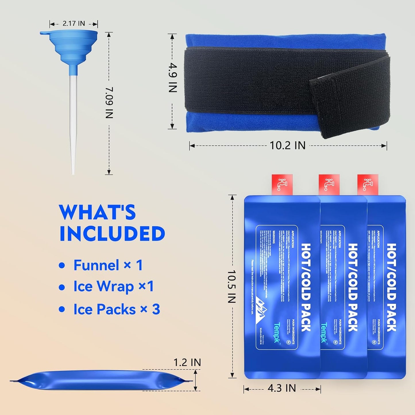 Reusable Hot and Cold Ice Packs for Injuries Long Lasting Reusable Gel Wraps for Shoulder Back Knee Joint Pain Muscle Soreness and After Surgery 3pcs with Strap 10.5"x4.3"x1.2"