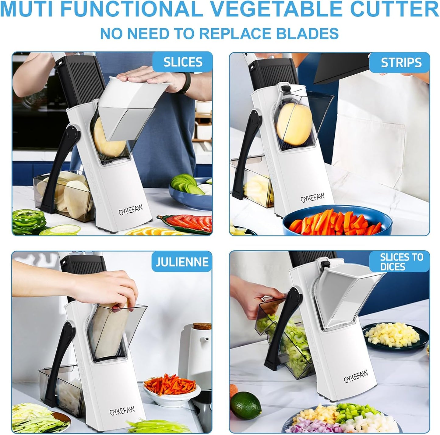 Safe Mandoline Slicer for Kitchen, Potato Slicer for Chips,Vegetable Cutter | Potato Slicer for Chips, 6 in 1 Vegetable slicer with Thickness Adjuster, Faster Kitchen Slicer for Meal Prep (Only Slice)