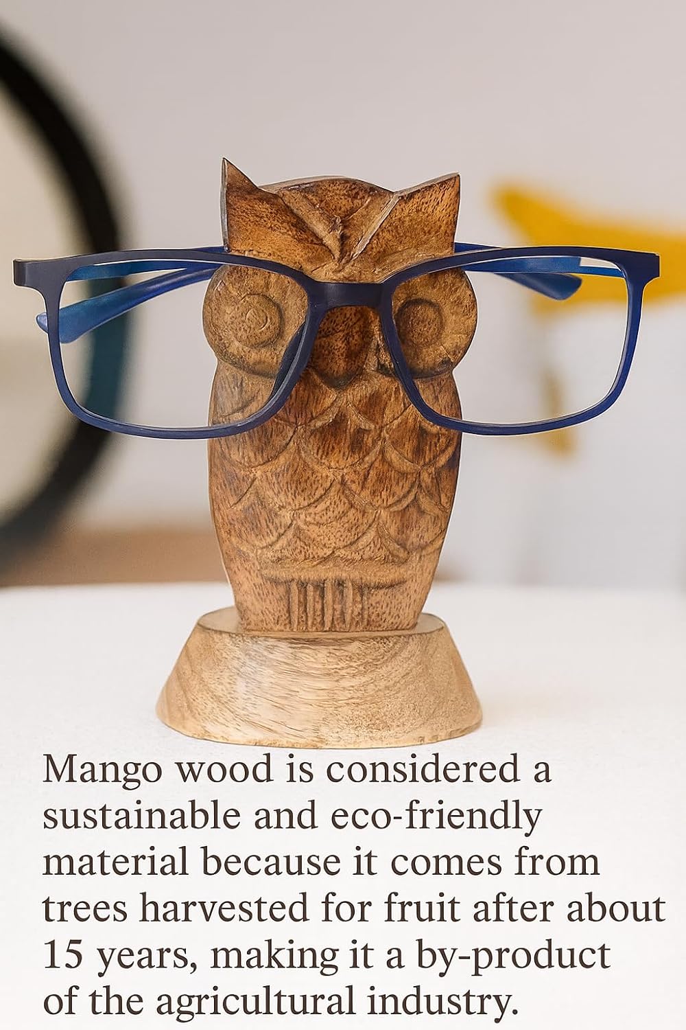 Birthday Gifts for Women Wooden Owl Glasses Holder Night Stand Reading Eyeglass Spectacle Retainer Gifts for Adults Women Men Him Her Mom Dad Car