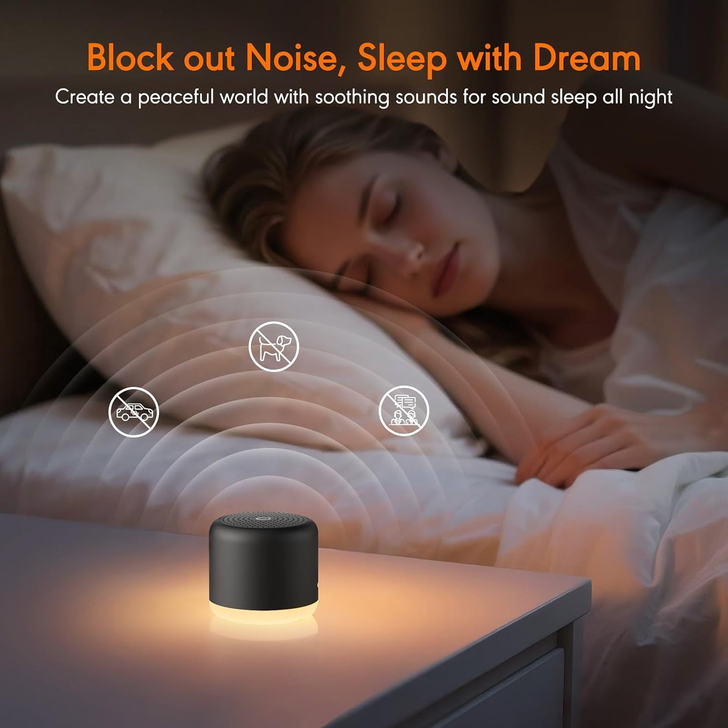 White Noise Machine with Night Light, 18 Soothing Sounds Portable Sound Machine for Baby Adults, Mini Travel Sound Machine for Sleeping with Memory Timer, Office Hotel Gift