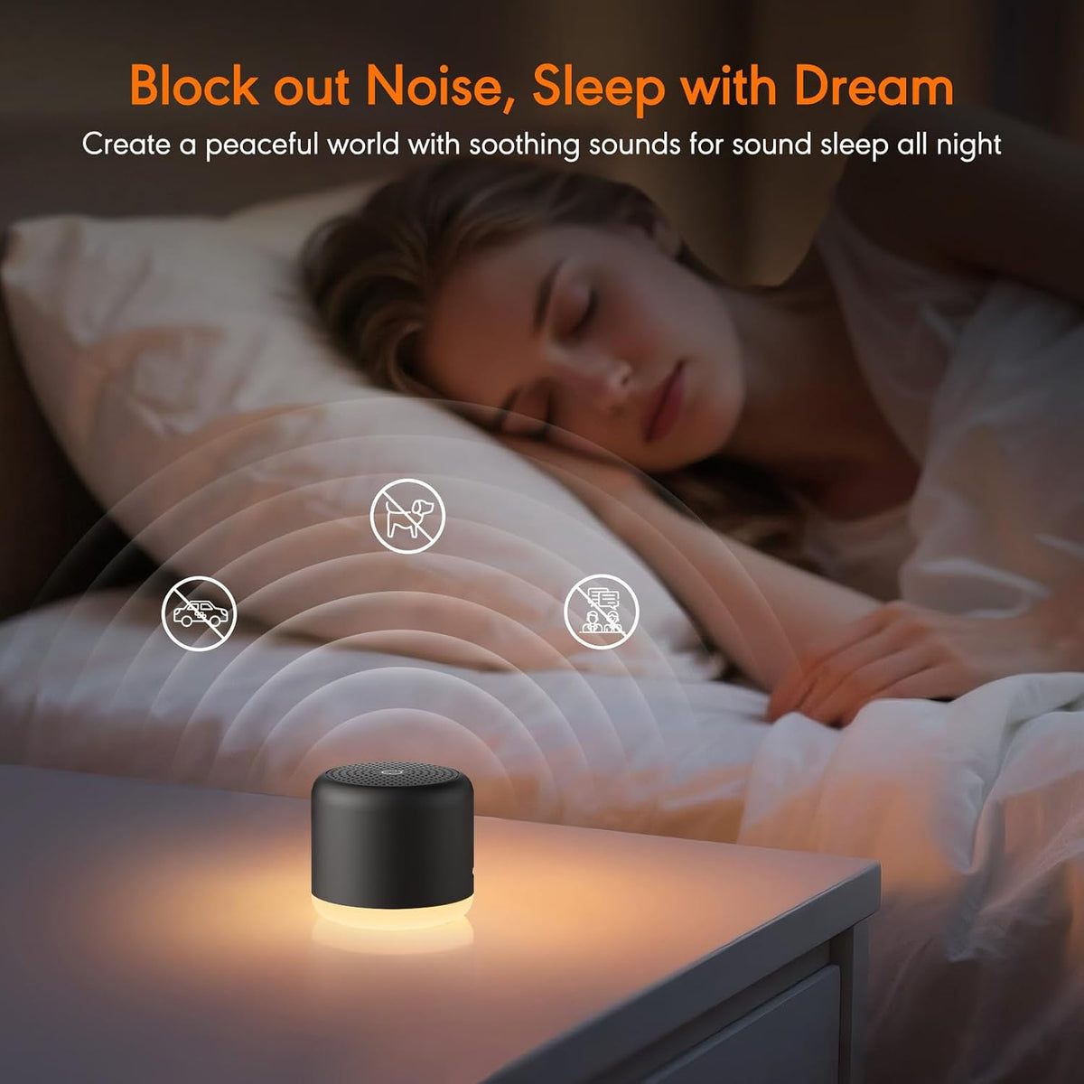 White Noise Machine with Night Light, 18 Soothing Sounds Portable Sound Machine for Baby Adults, Mini Travel Sound Machine for Sleeping with Memory Timer, Office Hotel Gift