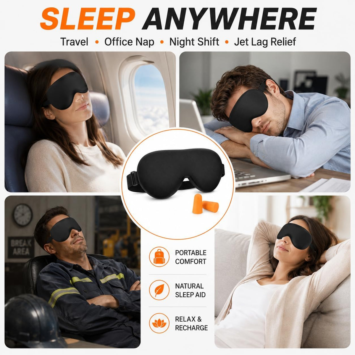 Cooling Sleep Mask with Mulberry Silk Surface & Removable Gel Pack
