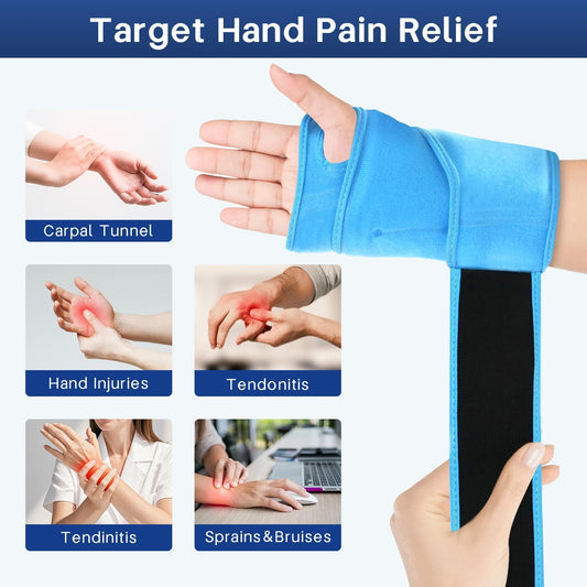Wrist Ice Pack Wrap for Carpal Tunnel, Gel Ice Packs for Injuries Reusable | for Wrist Hand Foot Ankle Knee Leg Pain Relief, Hot Cold Compress Therapy Bandage Surgery Recovery Gifts Men Women