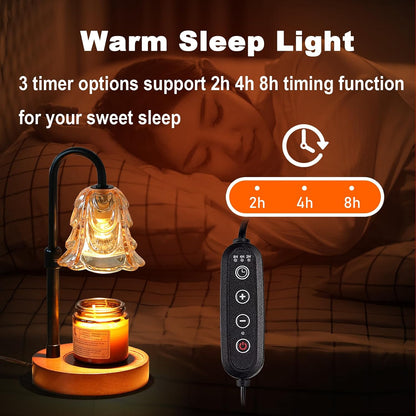 ANFOOS Candle Warmer Lamp with Timer and Dimmer, Adjustable Height Flameless Wax Melter for Jar Candles, 4-Level Brightness Control Electric Candle Warmer with 2 Bulbs, Home Decor Gift