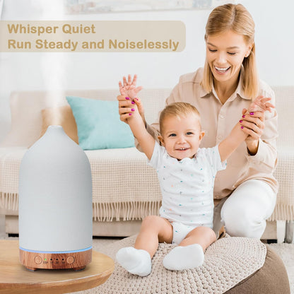 Diffuserlove Ceramic Essential Oil Diffuser 160ML Aromatherapy Diffuser for Home Bedroom Room Cool Mist Humidifier Stone Air Diffusers (Size:6.8" H x 3.6" W)