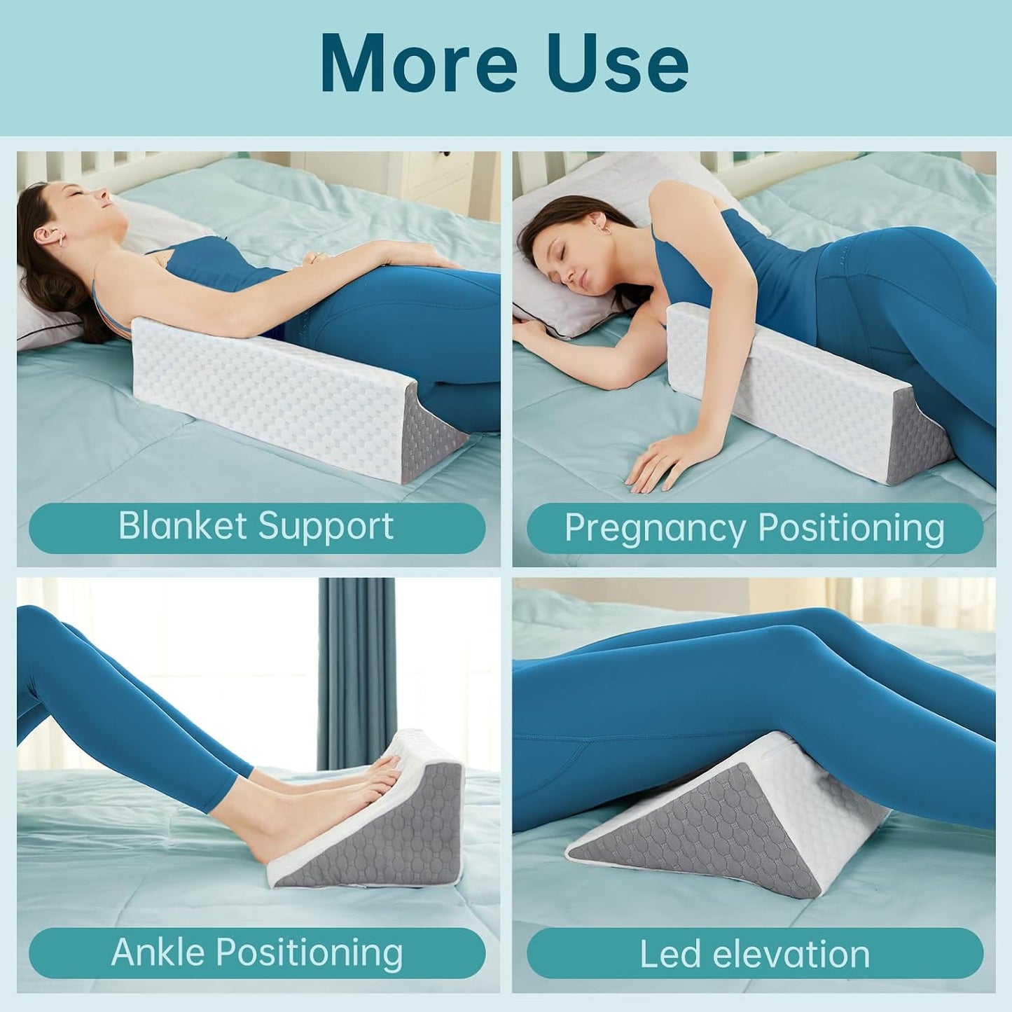 Body Positioner Wedge Pillow for Side Sleeping Support | Back and Leg Support, Body Positioning, Pregnancy Support, Ankle Elevation, Memory Foam, Machine Washable Cover