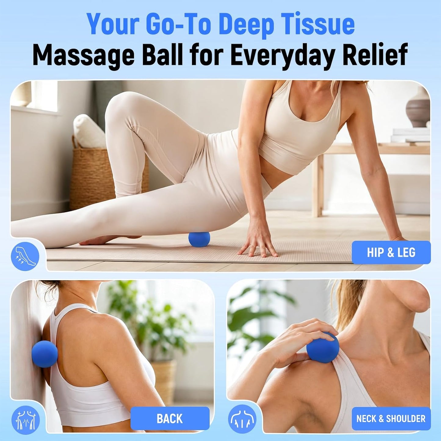 Massage Ball Lacrosse Ball for Myofascial Release, Massage Deep Tissue for Back, Neck, Foot Trigger Point Therapy, Full Body Muscle Knots, Relieving Muscle Pain (Orange)