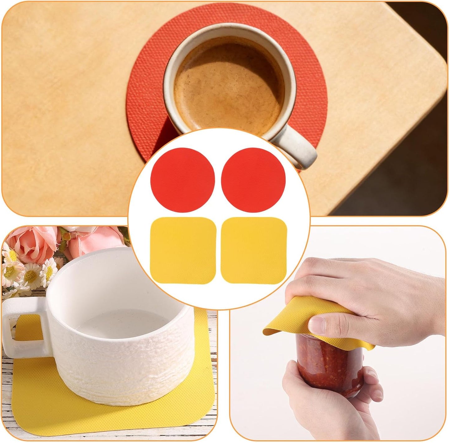 LUTER 4pcs Jar Opener Gripper Pad for Seniors with Weak Hands, Rubber | Multi-function Silicone Bottle Opener Lid Cap Rubber Gripper Pads Kitchen Coasters Gadgets, Light Blue, Green