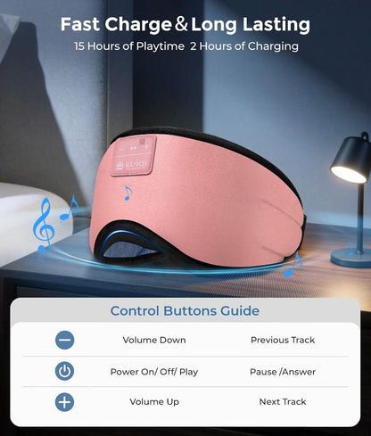 LOVE EYE Sleep Headphones Bluetooth 5.4 Sleeping Eye Mask Wireless Music Earphones with Built-in HD Speakers for Side Sleepers Cotton Sleeping Headphones for Women Men Gifts (Lavender Purple)