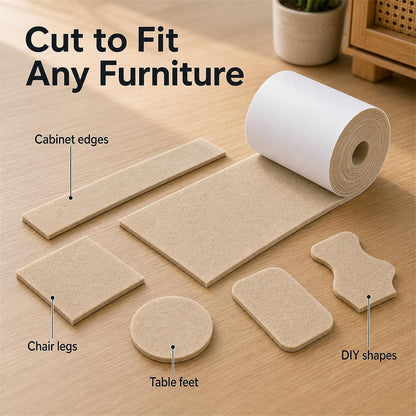 Felt Furniture Pads, Self Adhesive Felt Sheets Roll, Cuttable Felt Pads for Furniture Legs, Heavy Duty Furniture Pads for Hardwood Floors, Chair Wall Protector, Black, 40 x 5 x 0.12 Inch