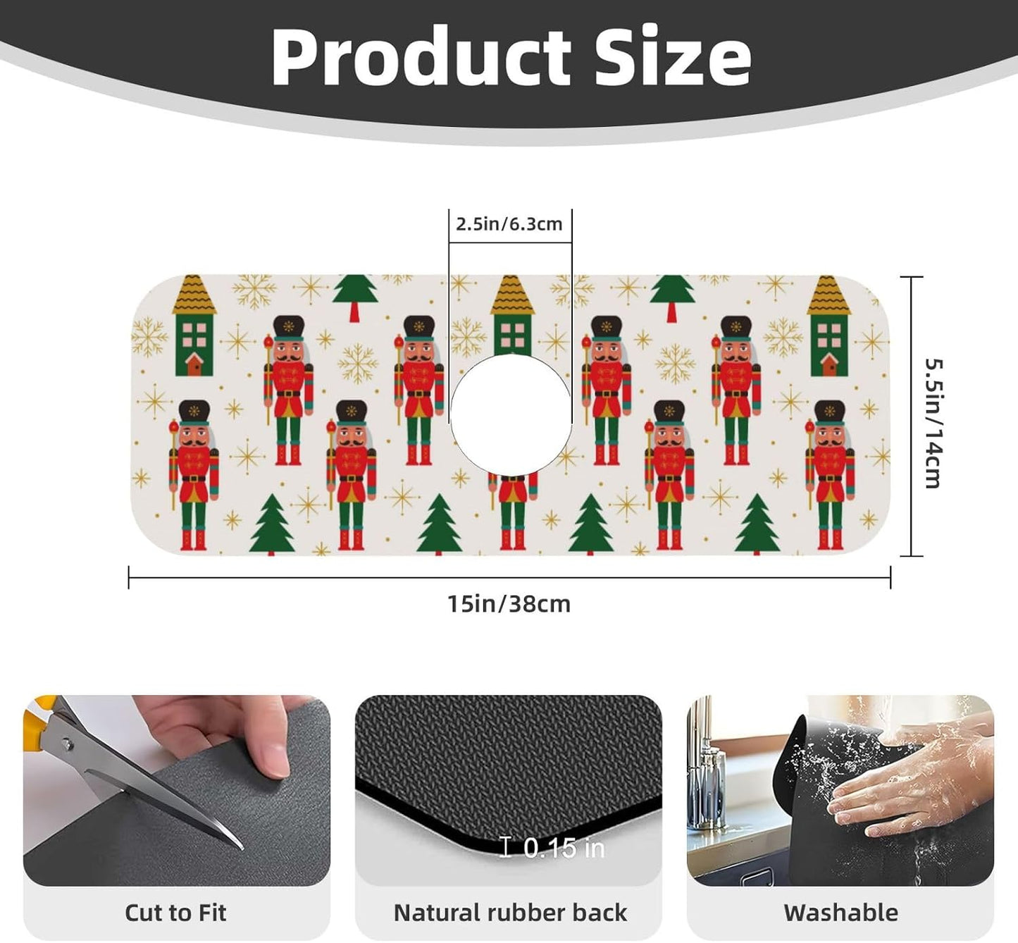 Wildflowers Floral Flower Kitchen Sink Splash Guard Faucet Mat Super Absorbent Fast Drying Mat Sink Gadgets-Fast Drying Pad Sink Mat For Kitchen Bathroom (15" X 5.5" )