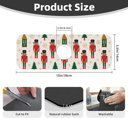 Wildflowers Floral Flower Kitchen Sink Splash Guard Faucet Mat Super Absorbent Fast Drying Mat Sink Gadgets-Fast Drying Pad Sink Mat For Kitchen Bathroom (15" X 5.5" )