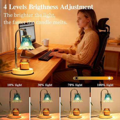 Fragrance Candle Warmer Lamp with 2 Bulbs Electric Candle Warmer with Timer & Dimmer for Home Decor
