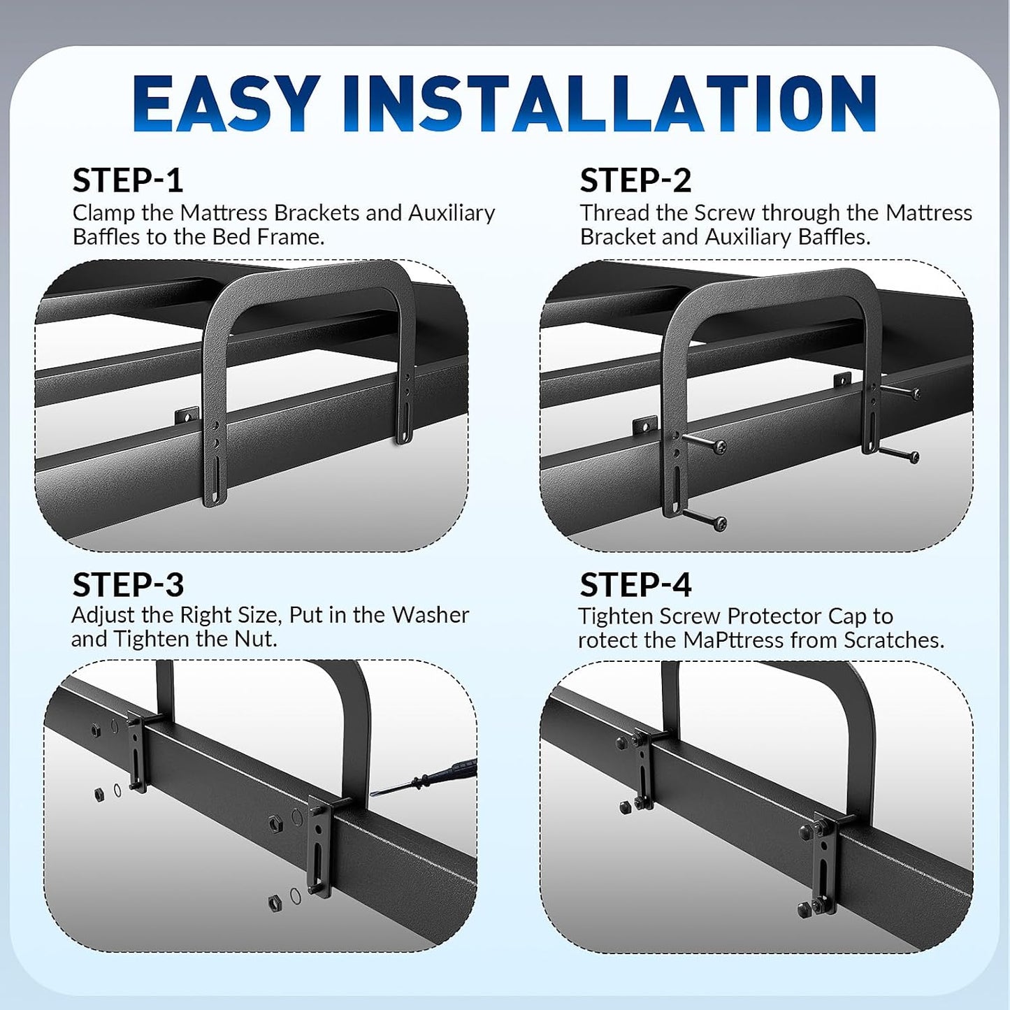 Mattress Slide Stopper With Bedside Caddy For Metal Frame Extra Tall Adjustable Mattress Retainer Bar For Bed Keep Mattres Topper From Sliding Non Slip Mattresses Gripper Gasket Holder Bracket