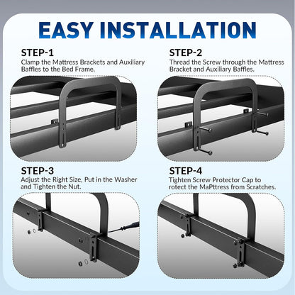 Mattress Slide Stopper With Bedside Caddy For Metal Frame Extra Tall Adjustable Mattress Retainer Bar For Bed Keep Mattres Topper From Sliding Non Slip Mattresses Gripper Gasket Holder Bracket