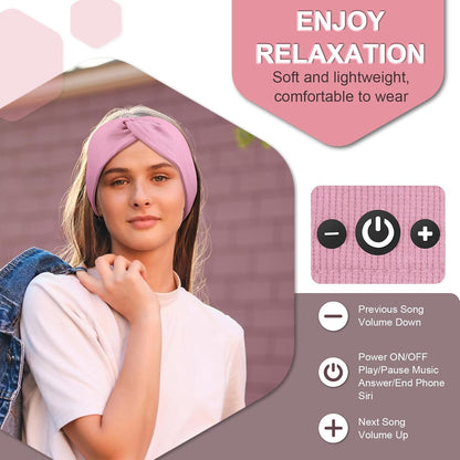 2-Pack Bluetooth Headband for Women, Wirless Headband with HD Stereo Speakers, Fashion Headband Headphones for Workout, Running, Yoga, Travel, Casual Wear, Meditation