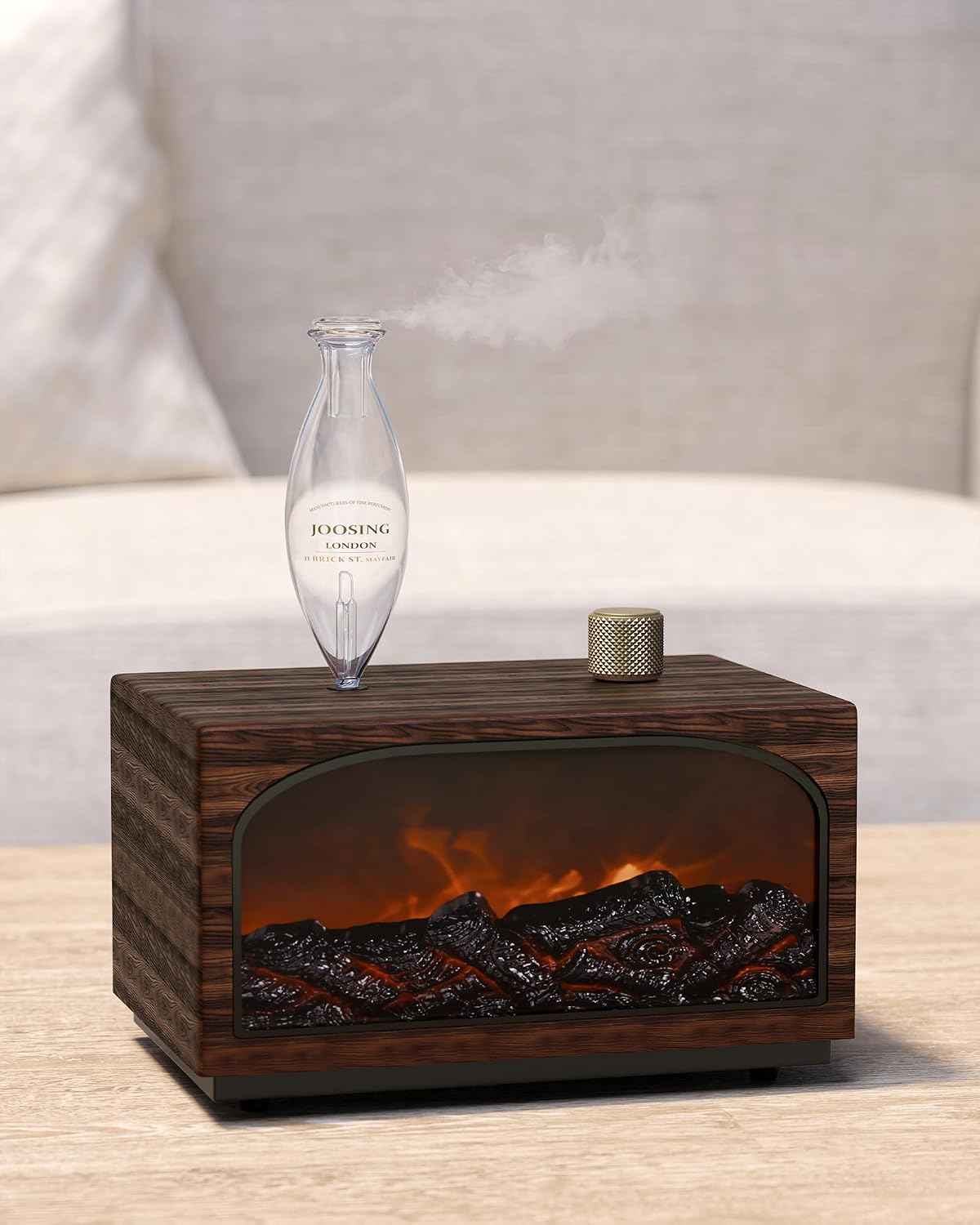 Glass Essential Oil Diffuser with Natural Wood Base, Waterless Aromatherapy Diffusers with Bulb, 3 Color Light Aroma Nebulizer for Home Office Bedroom Yoga | A Gift of Fragrance