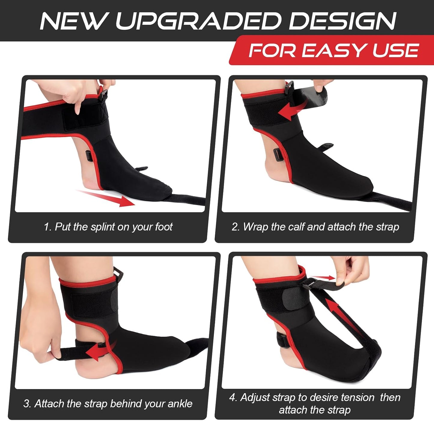Plantar Fasciitis Night Splint Sock Soft Plantar Fasciitis Brace for Sleeping Achilles Tendonitis Foot Drop Heel Pain - Plantar Fasciitis Relief Night Splint for Women Men Black Small