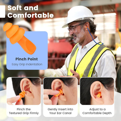 Ear Plugs for Shooting, Silicone Corded Ear Plugs for Noise Reduction, 10 Pairs with Case for Gun Range, Sleep, Swimming, Motorcycle
