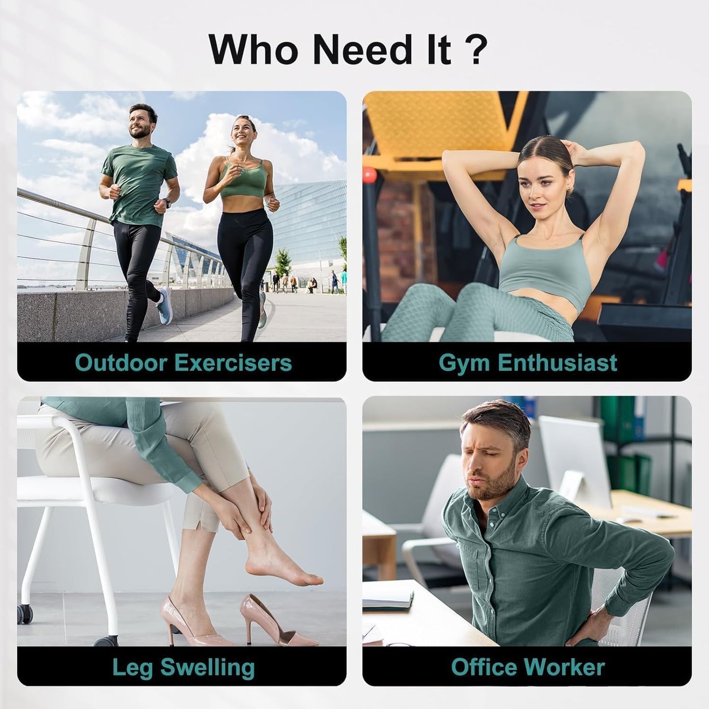 Nekteck Cordless Leg Compression Massager, (1-Pack) Middle | Rechargeable Massage Tools, 6 Modes, 4 Intensities, 3 Timers, Portable Full Leg Boots, FSA Eligible Gifts for Mom, Dad, Gym