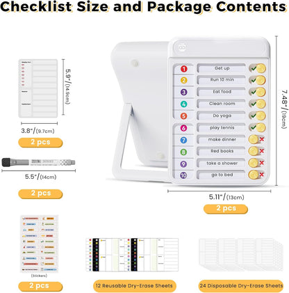 Chore Chart for Kids with Timer, 21 PCS Checklist Magnetic Schedule Board, ADHD Tools with 99-Min Countup/Down Visual Timer, Bedtime/Morning/Daily Routine Chart Dry Erase to Do List with Slider(White)