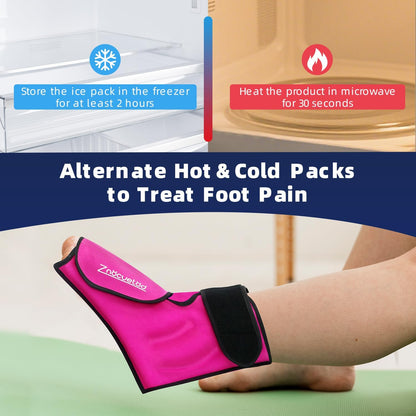 Ankle Ice Pack Wrap for Foot Heel Pain Relief and Swelling Large Reusable Gel Ice Cold Packs for Achilles Tendonitis Plantar Fasciitis Sprained Ankles Swollen Feet Surgery Recovery(Hot Pink)