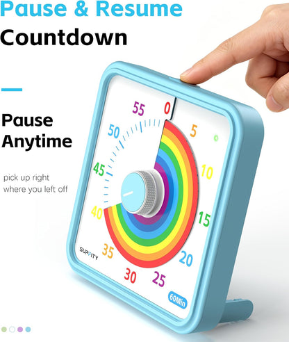 8-Inch Large Visual Timer for Kids 60-Minute Classroom Timer Magnetic | Countdown Timer with Pause Kickstands, Time Management Tool ADHD Timer Home School Kitchen and Office