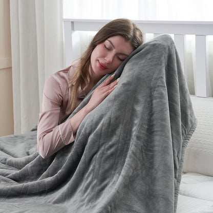Electric Heated Blanket Full Size 72"x84" – Light Gray | ETL for Safe Overnight, 4 Heat Settings & 10H Auto Off, Dual-Sided Microplush Sherpa for Home Night, Machine washable