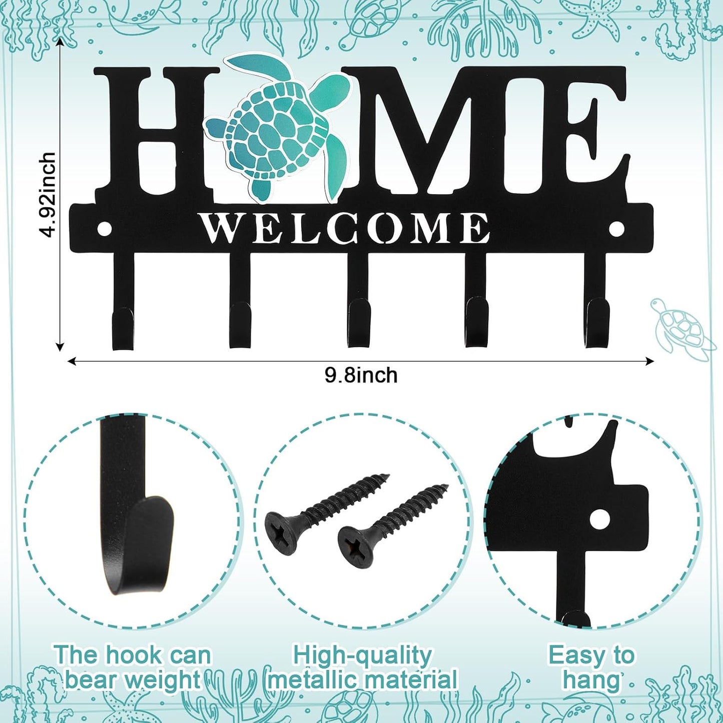 Key Holder Wall Mount Paw Print Metal Key Hooks Organizer Dog Leash Holder with 5 Hooks Rustic Farmhouse Decorative Welcome Home Wall Decor for Entryway Bathroom Dog Lover 9.8 Inch