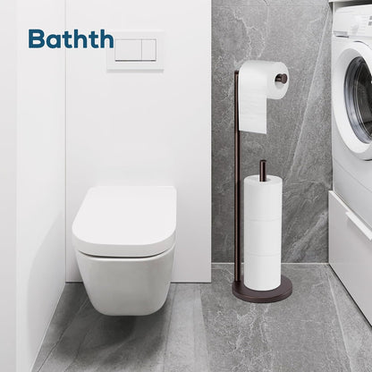Toilet Paper Holder Stand, Brushed Nickel Toilet Paper Holder Free Standing | Stainless Steel Toilet Paper Holder for 4 Rolls, Bathroom Organizers and Storage with Anti-Slip Base and Rustproof
