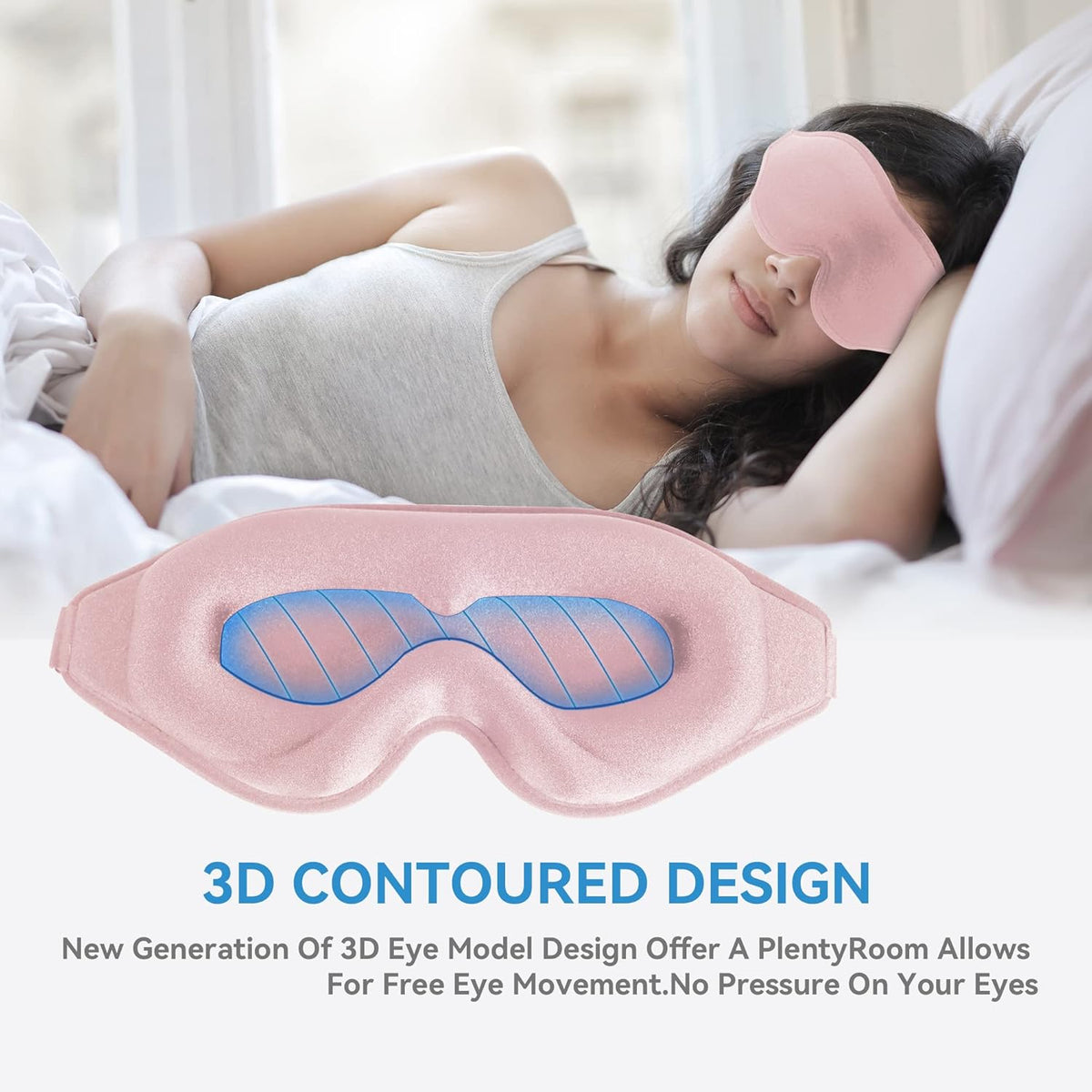 Sleep Mask for Lash Extensions, 3D Memory Foam (Pink, 1pcs)