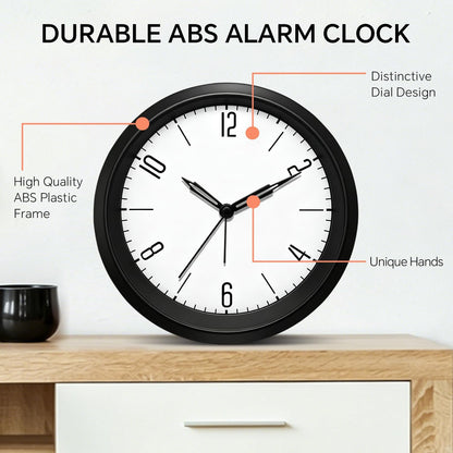 Silent Analog Loud Alarm Clock for Bedrooms, 4.5" Battery Operated Alarm Clock with Modern Round Design, Plastic Small Desk Clock for Heavy Sleepers Adults Teens Seniors College Dorms, Green