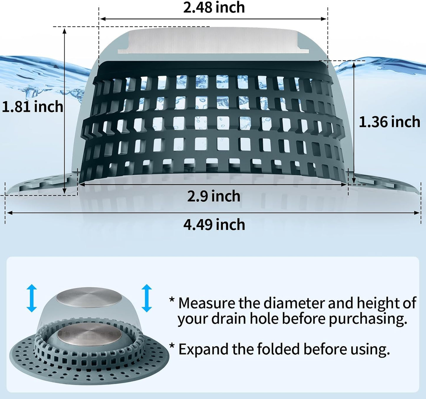 Aluvor Shower Drain Hair Catcher Bathtub Drain Cover Sink Drain Protector | Bathroom Sink & Bathtub Drain Strainer for Pop-Up & Regular Drains, Silver Grey