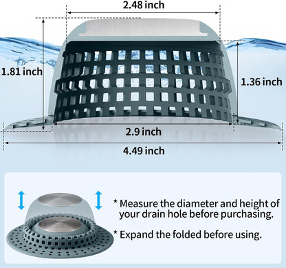 Aluvor Shower Drain Hair Catcher Bathtub Drain Cover Sink Drain Protector | Bathroom Sink & Bathtub Drain Strainer for Pop-Up & Regular Drains, Silver Grey