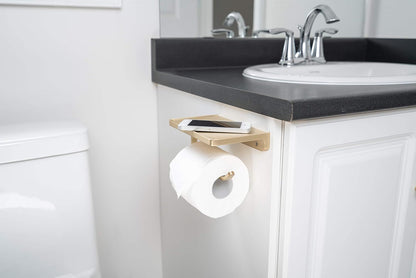 Linkaa Bronze Toilet Paper Holder with Shelf Oil Rubbed Bronze,Wall Mount | Toilet Tissue Roll Holder Dispenser with Phone Shelf Storage holder for Bathroom Kitchen丨Heavy Duty Zinc Alloy Material