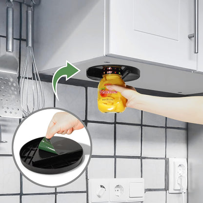 Under Counter Easy Jar Opener for Weak Hands - New Improved Design with Grip Tape to Prevent Slippage - Easily Twist Open Jars and Lids (Black)