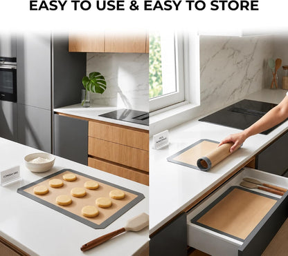 3-Piece Silicone Baking Mat Set, Non-Stick Reusable Air Fryer Liners and Oven Sheets, Heat Resistant, BPA-Free, Easy to Clean.