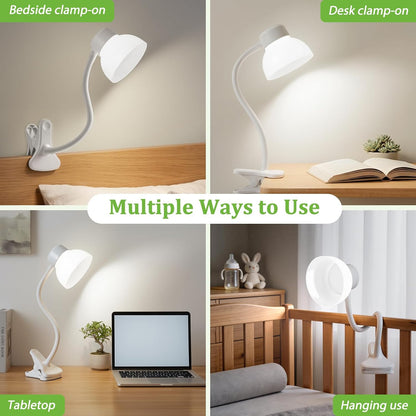 GyroVu Clip-On Desk Lamp, Eye-Care LED Reading Light, Adjustable Gooseneck, Anti-Tip Bedside Reading Light—Small Desk Lamps for Home Offices, College Dorm Rooms, and Bed Headboards (Black)