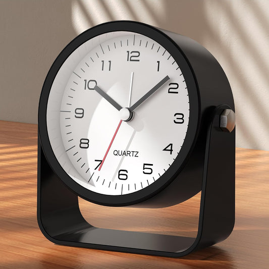 AYRELY® 3.5" Small Analog Travel Alarm Clock, Battery Operated Desk Clock | Cute Table Clock with Light, Adjustable Angle, Bedside, Bedrooms, Kids' Rooms and Living Room Decor (Orange)
