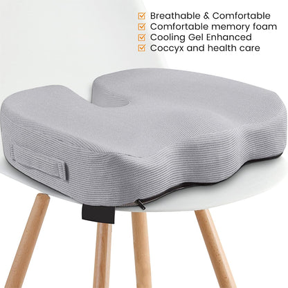 GRAND PITSTOP Seat Cushion Doctors Recommended - Premium Gel & Memory Foam Office Chair Cushion for Car, Airplane- Butt Pillow for Long Sitting Hip & Sciatica Pain Relief - Coccyx,Tailbone (Black)
