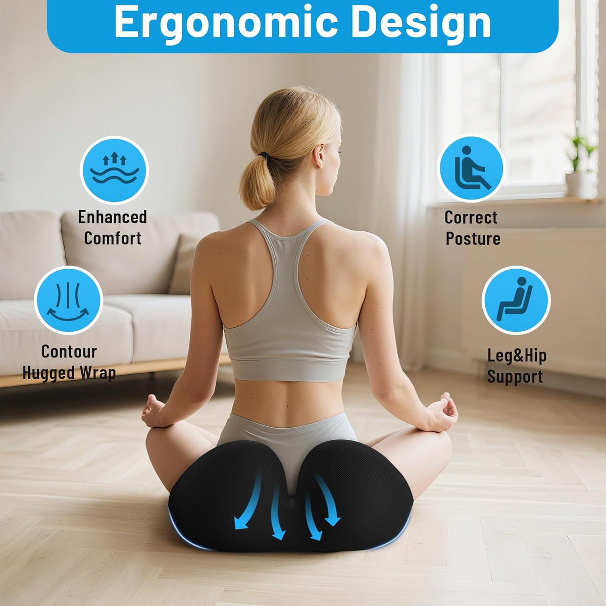 Memory Foam Seat Cushion, Ergonomic Office Chair Cushion for Long Sitting