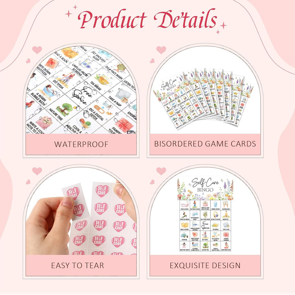 Pasimy 37 Pcs Self Care Bingo Game, 24 Self Care Bingo Cards