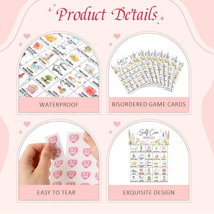 Pasimy 37 Pcs Self Care Bingo Game, 24 Self Care Bingo Cards