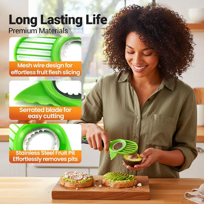 3 in1 Avocado Tool Split, Pit, and Slice, Avocado 3 Piece Set, Includes Avocado Slicer, Cutter and Airtight Storage Container,Kitchen Gadget (1 pcs)