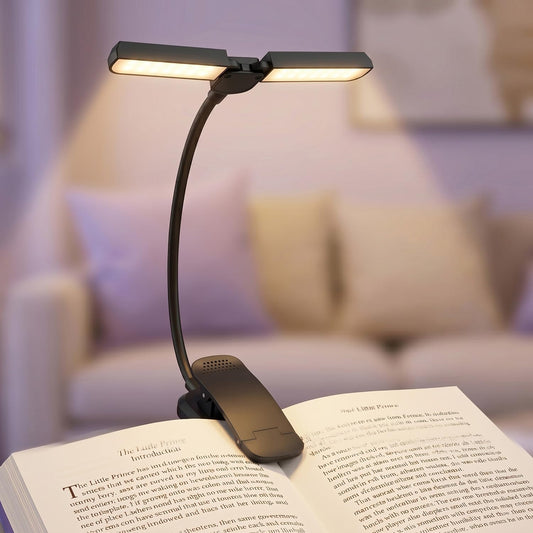 DORNLAT 18 LED Rechargeable Book Light, 1200 mAh 80 Hrs Lasting Reading Light at Night- Eye Caring 3 Color Temperatures Reading Lights - Portable Clip on Light, Present for Reader