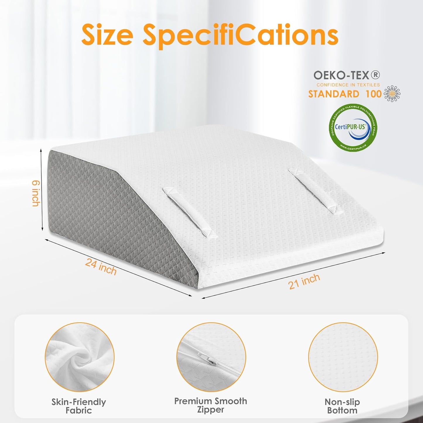Ruqmuis Leg Elevation Pillow for After Surgery, 10inch Foam Leg Elevating Pillow for Swelling and Blood Circulation, Leg Wedge Pillow for Sleeping, Knee Pillow for Knee Hip Ankle Pain Relief, White